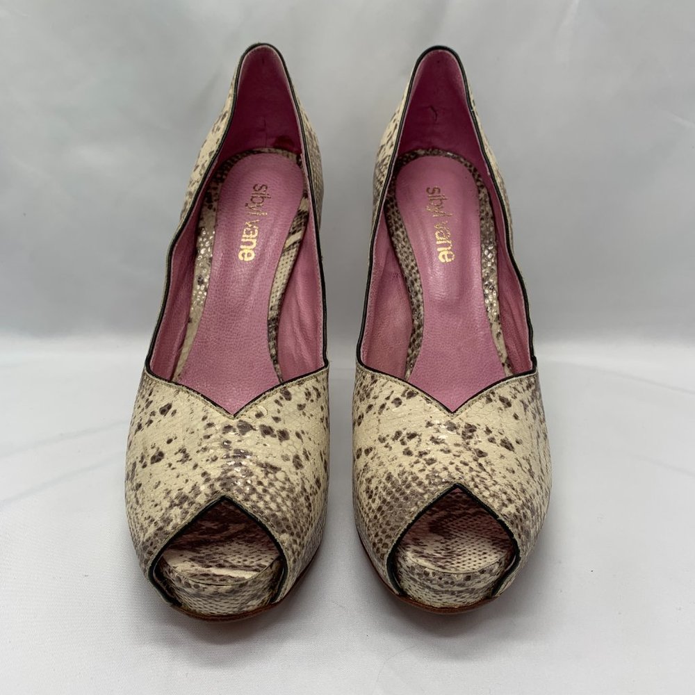 SIBYL VANE Snakeskin Pumps / Python Snake Skin Stiletto Heels Sybil Sz 10 - Picture 2 of 16